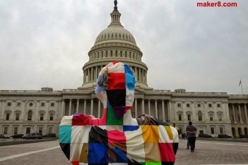 全球创客协力分布式3D打印富兰克林塑像