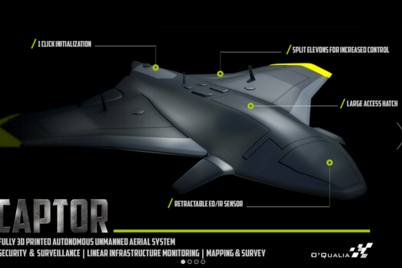 O’Qualia推出首款全3D打印无人机CAPTOR
